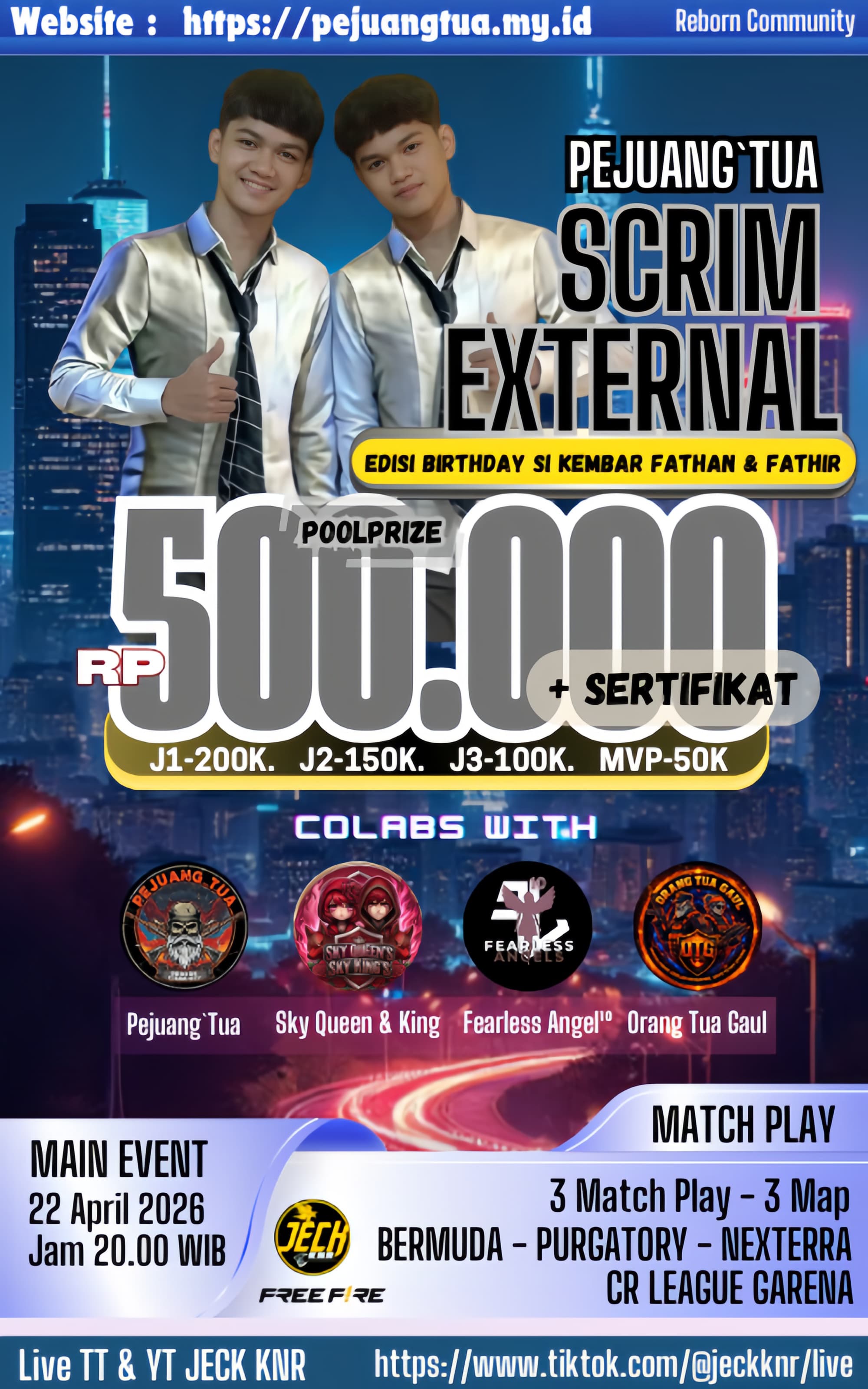 SCRIM EXTERNAL BIRYHDAY PARTY SI KEMBAR FATHAN & FATHIR ( AYAH ANDI )
